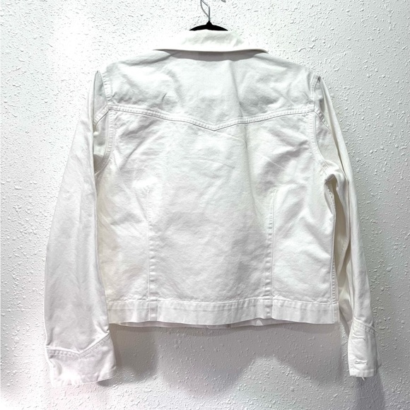 Liz Claiborne Bright‎ White Denim Jacket Large - Picture 5 of 6